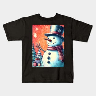 Discover Frosty's Wonderland: Whimsical Christmas Art Featuring Frosty the Snowman for a Joyful Holiday Experience! Kids T-Shirt